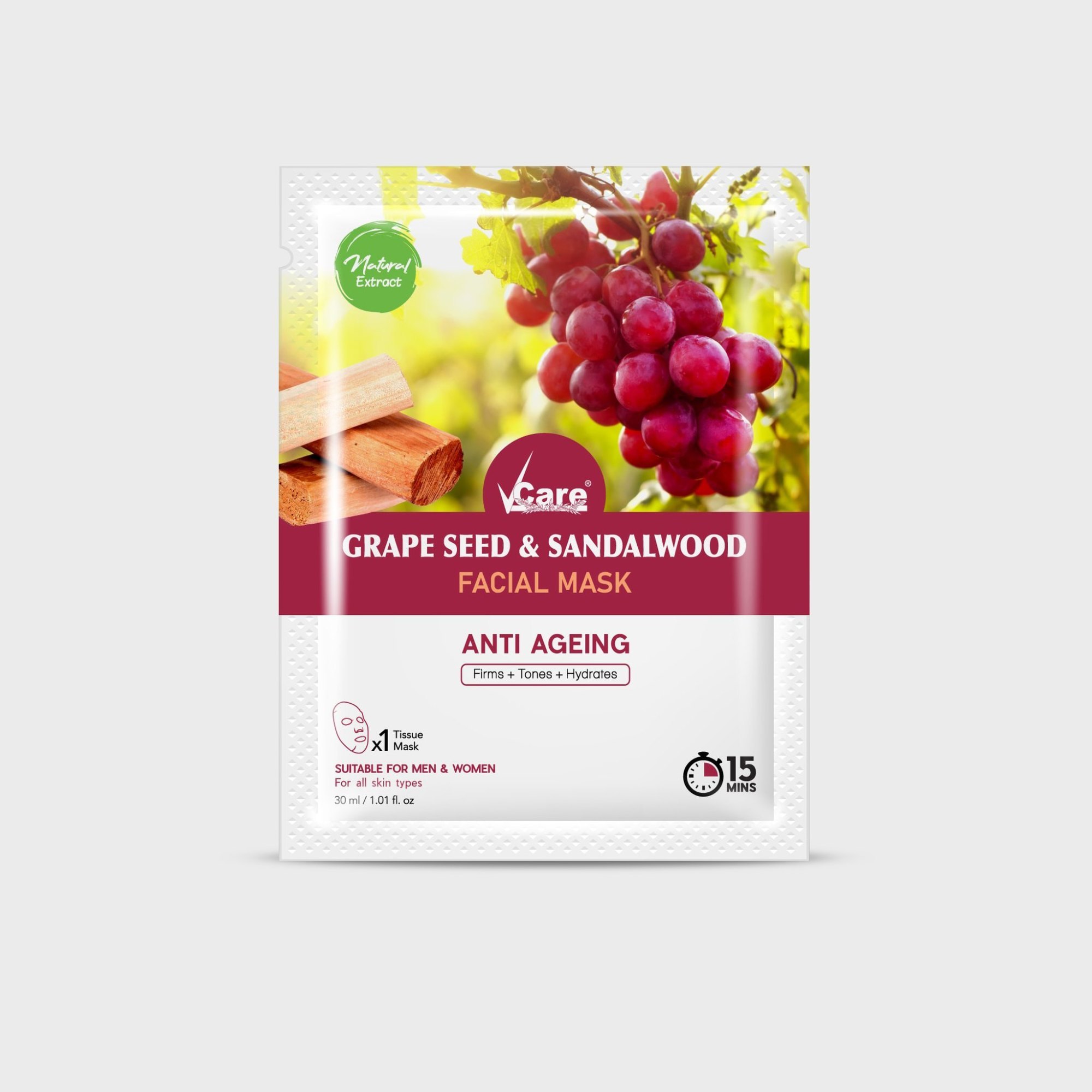 VCARE GRAPE SEED & SANDALWOOD FACIAL MASK