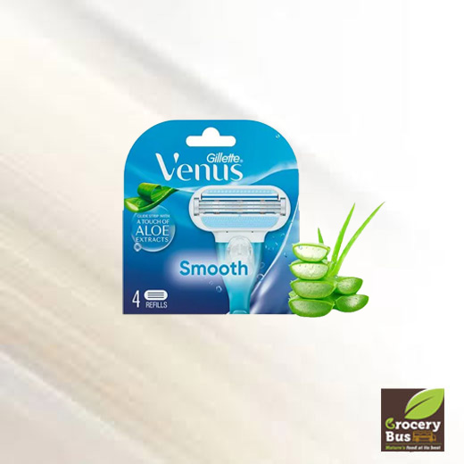 GILLETTE VENUS SMOOTH RAZOR WITH ALOE FOR WOMEN - 4 CARTRIDGES