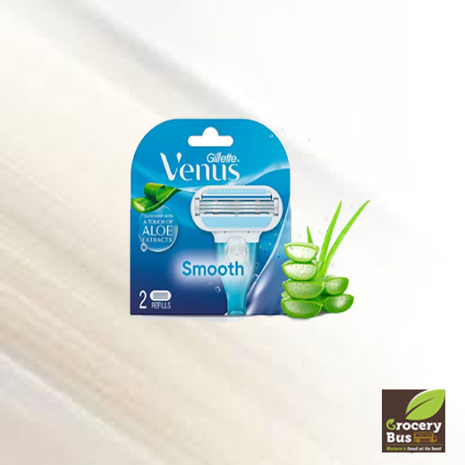 GILLLETE VENUS SMOOTH RAZOR WITH ALOEVERA FOR WOMEN - 2 CARTRIDGES