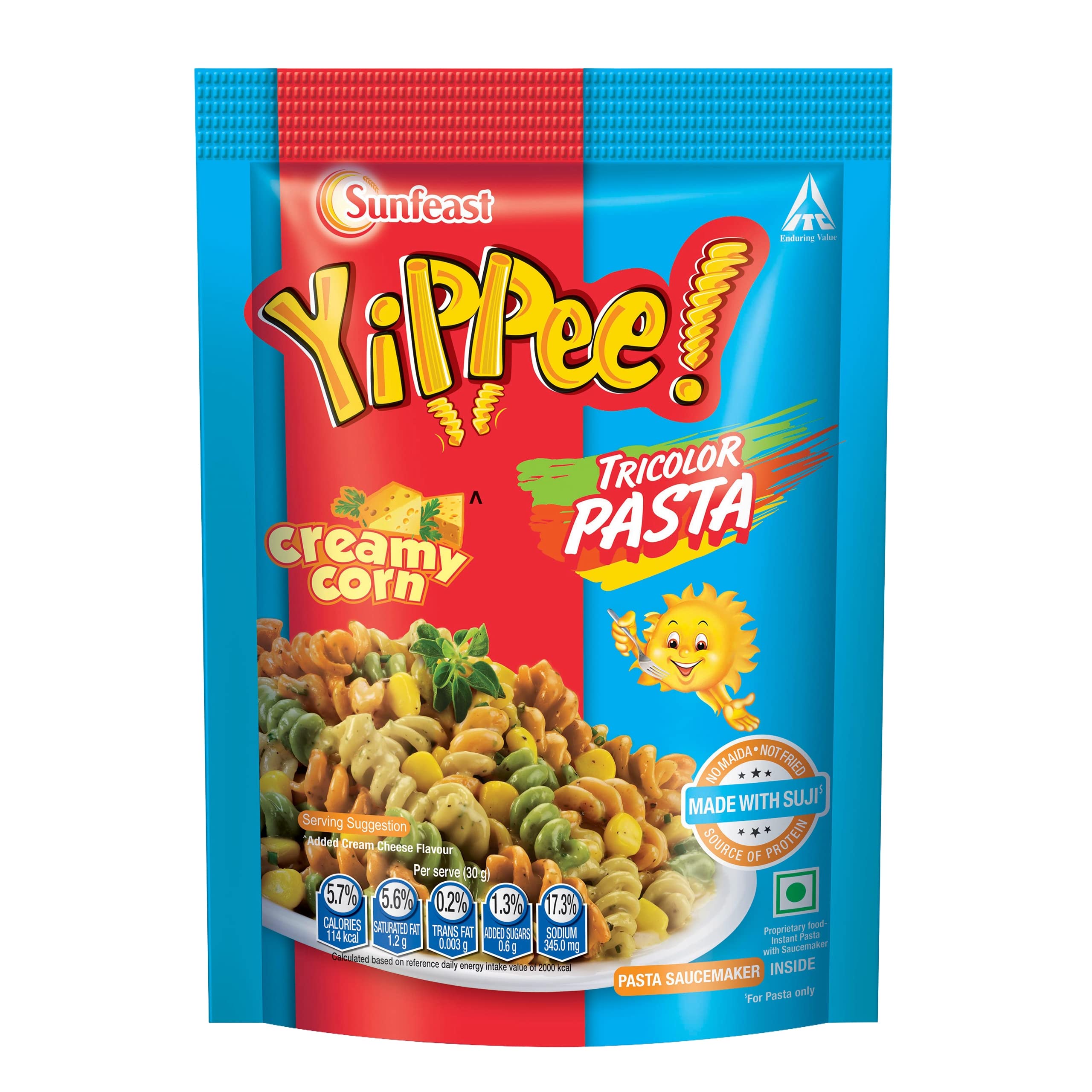 SUNFEAST YIPPEE TRICOLOR PASTA CREAMY CORN