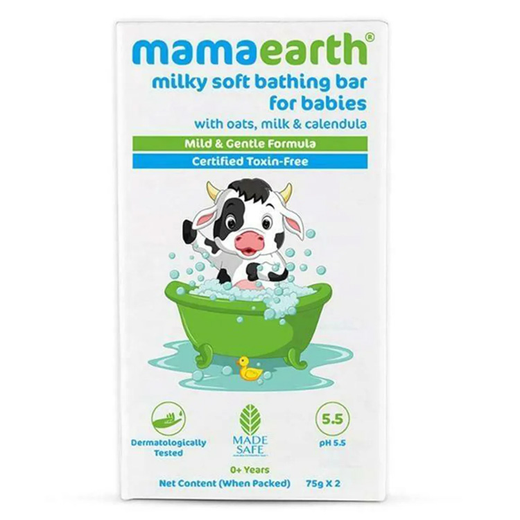 MAMA EARTH MILKY SOFT BATHING BAR FOR BABIES 75GX2 