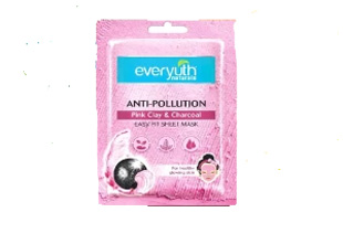 EVERYUTH ANTI POLLUTION PINK CLAY & CHARCOAL SHEET MASK