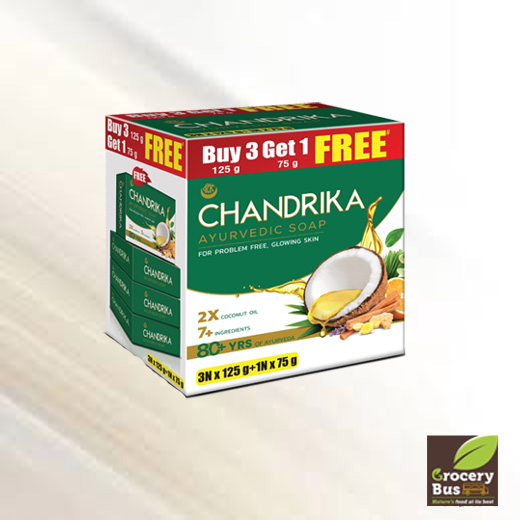CHANDRIKA AYURVEDIC SOAP SET (3N X 125G + 1N X 75G FREE)