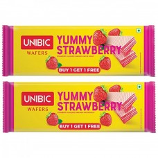 UNIBIC WAFERS YUMMY STRAWBERRY 1+1