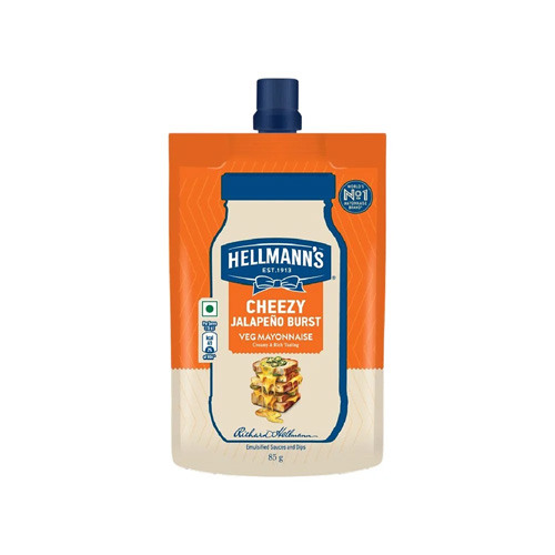 HELLMANNS CHEEZY JALAPENO BURST VEG MAYONNAISE 